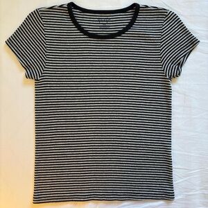 Brandy Melville Black and Grey Striped Tee